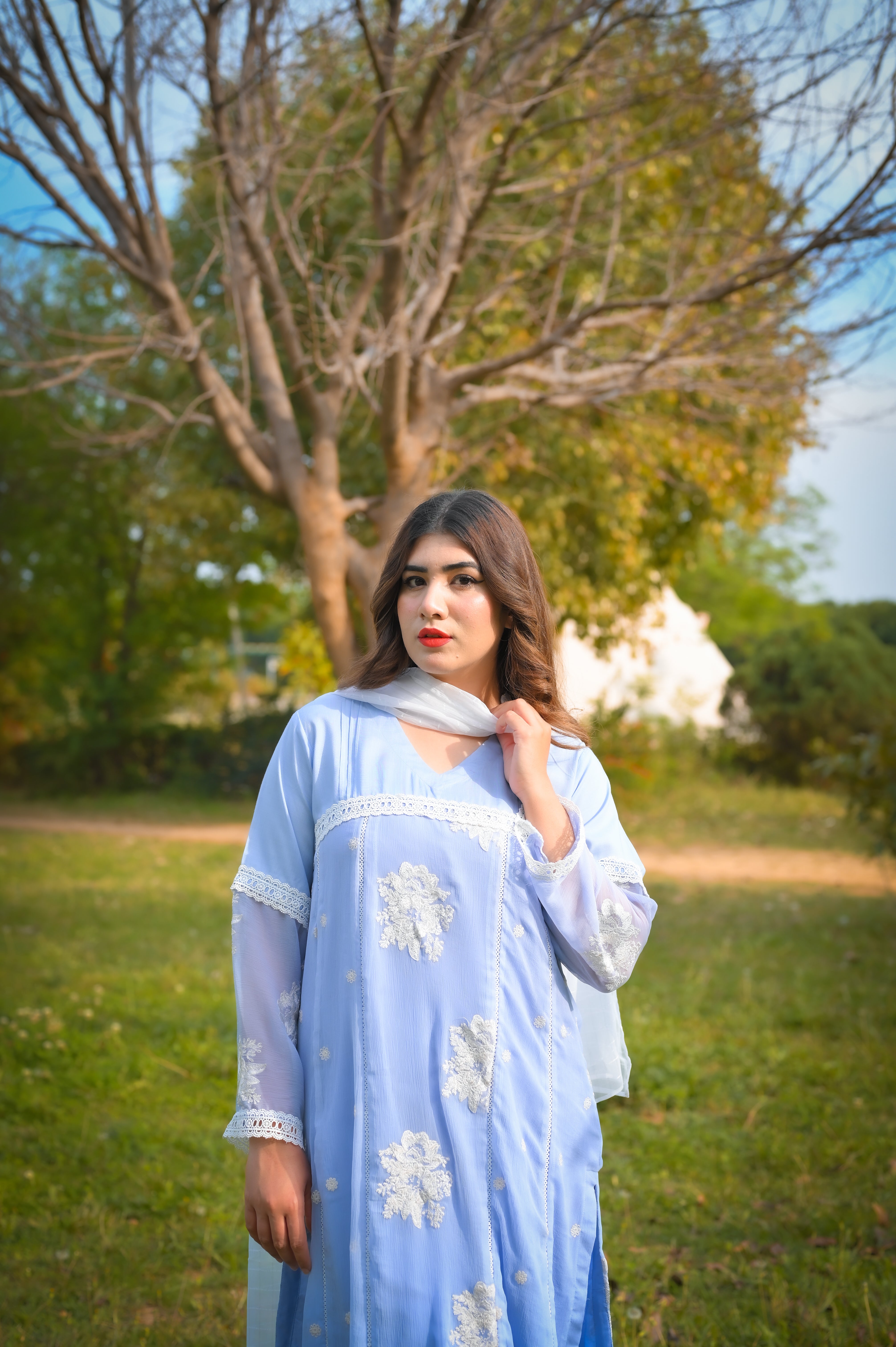Urban Cut 1 Piece Embroidred Chiffon Kurta ( Lined )