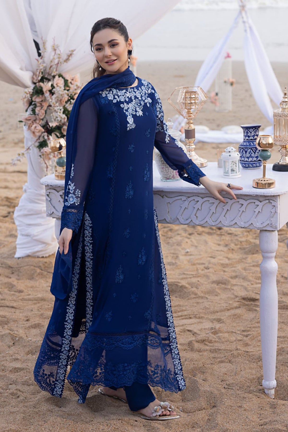 Azure Hand Embellished Unstitched 3 Piece Luxe Eid Collection'2023-AS-107