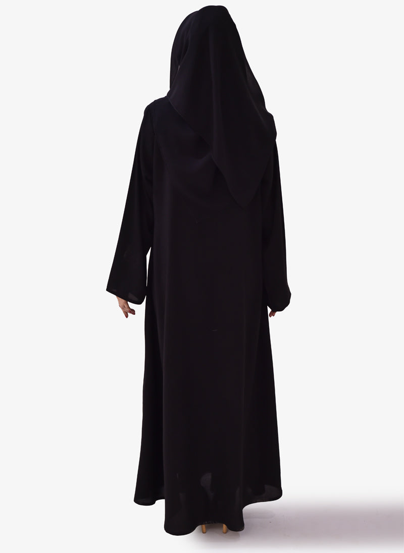 Hijab Ul Hareem Plain Simple Style Black Georgette Abaya 0121-P