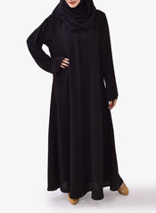 Hijab Ul Hareem Plain Simple Style Black Georgette Abaya 0121-P