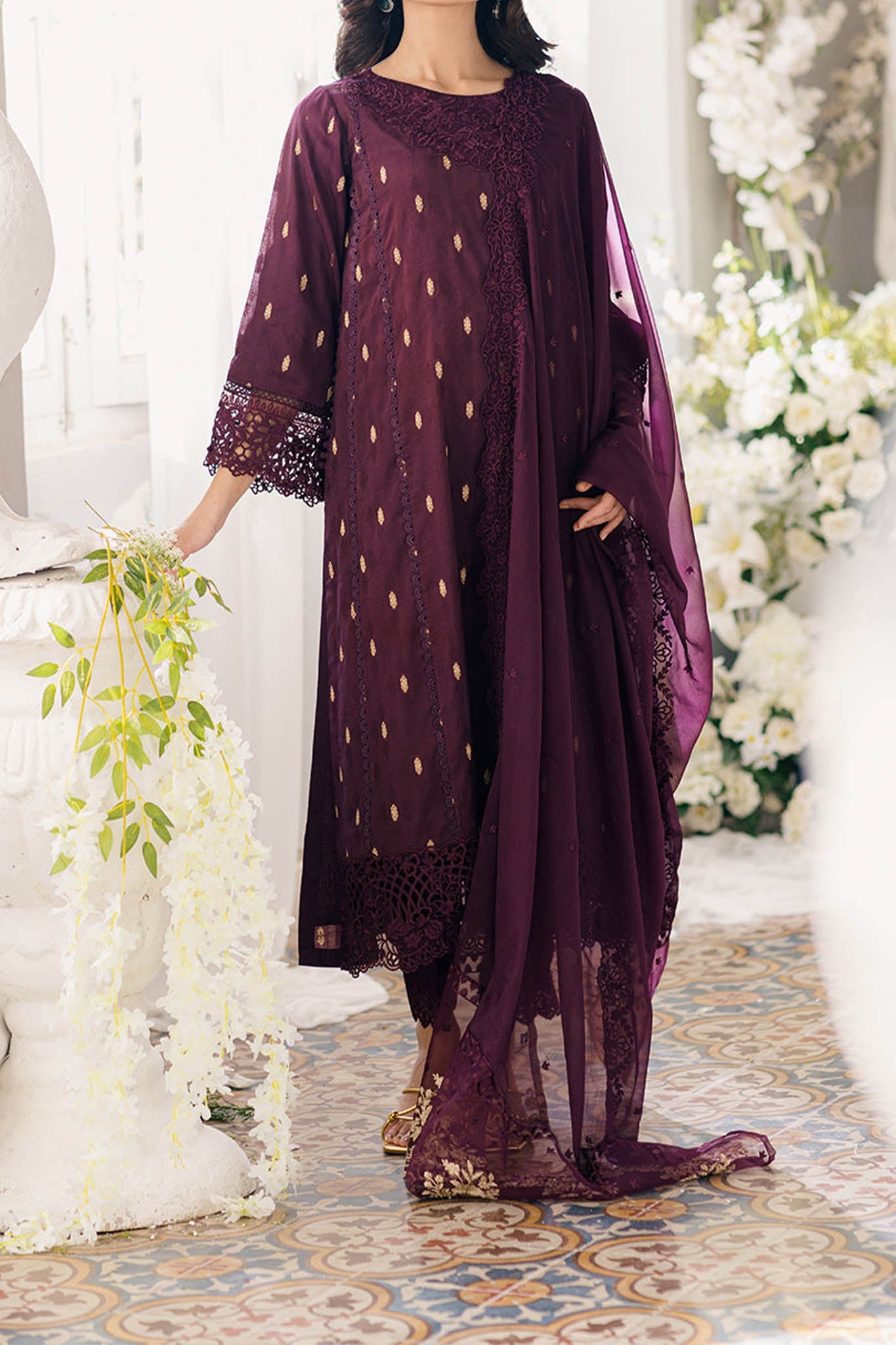 Eid Drop 2 By Azure Unstitched 3 Piece Ensembles Festive Jacquard Lawn Collection'2024-62-Almandine
