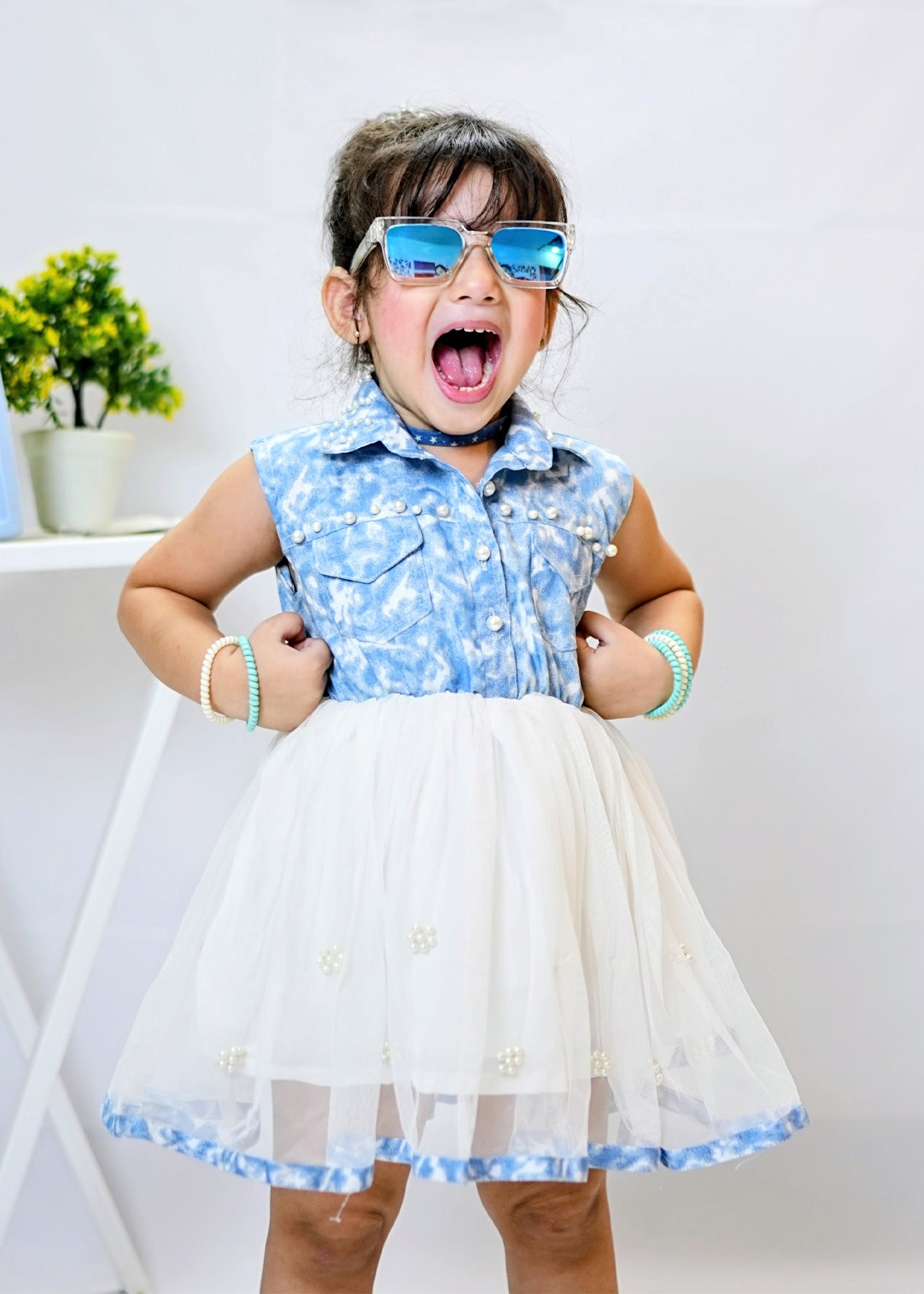 Fairy Bloom by Modest Stitched kids Formals Collection'2025-Denim Pearl