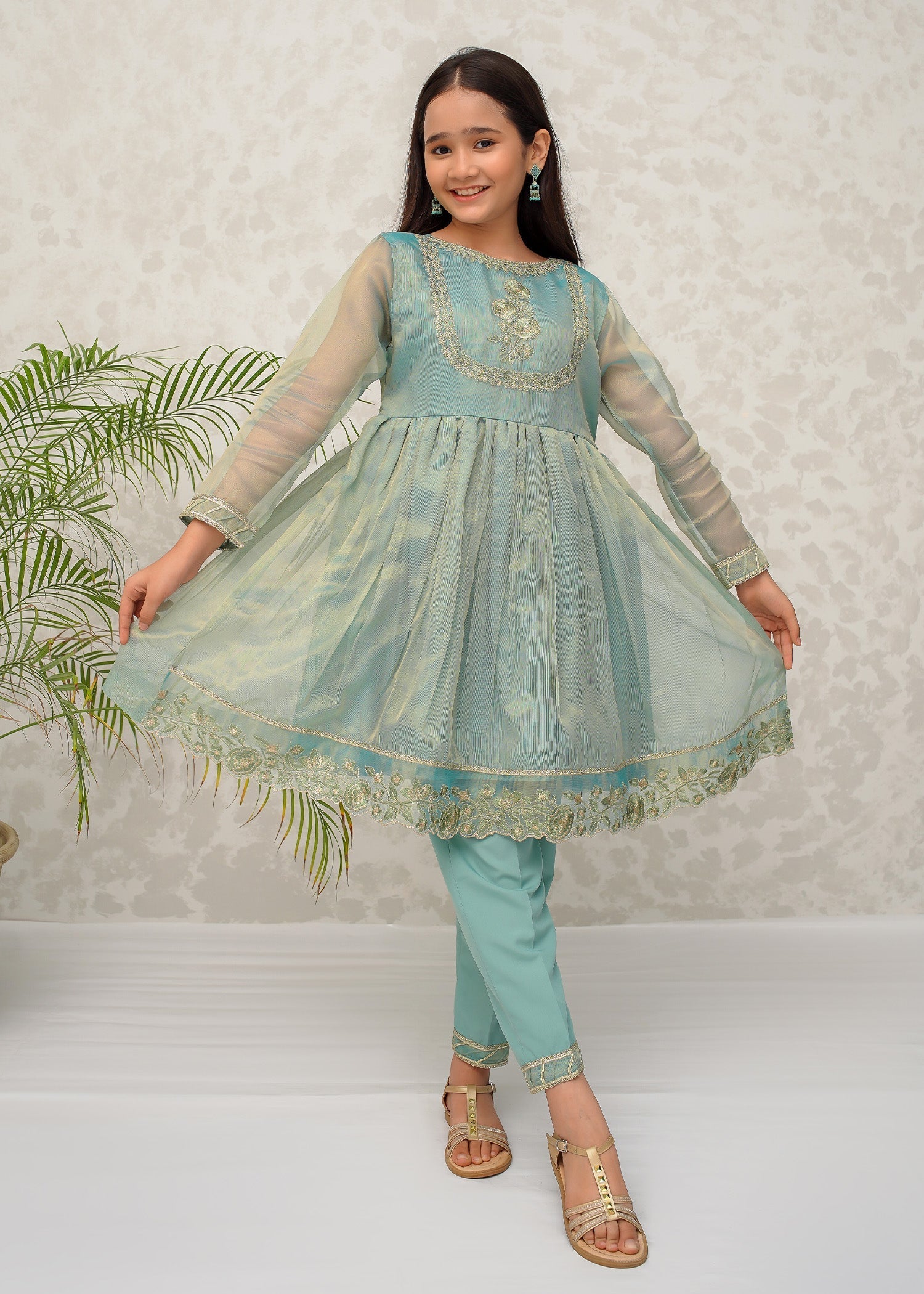 Eid Ki Khushiyan By Modest Stitched 3 Piece Cotton Frock Collection'2025-9025-Grn