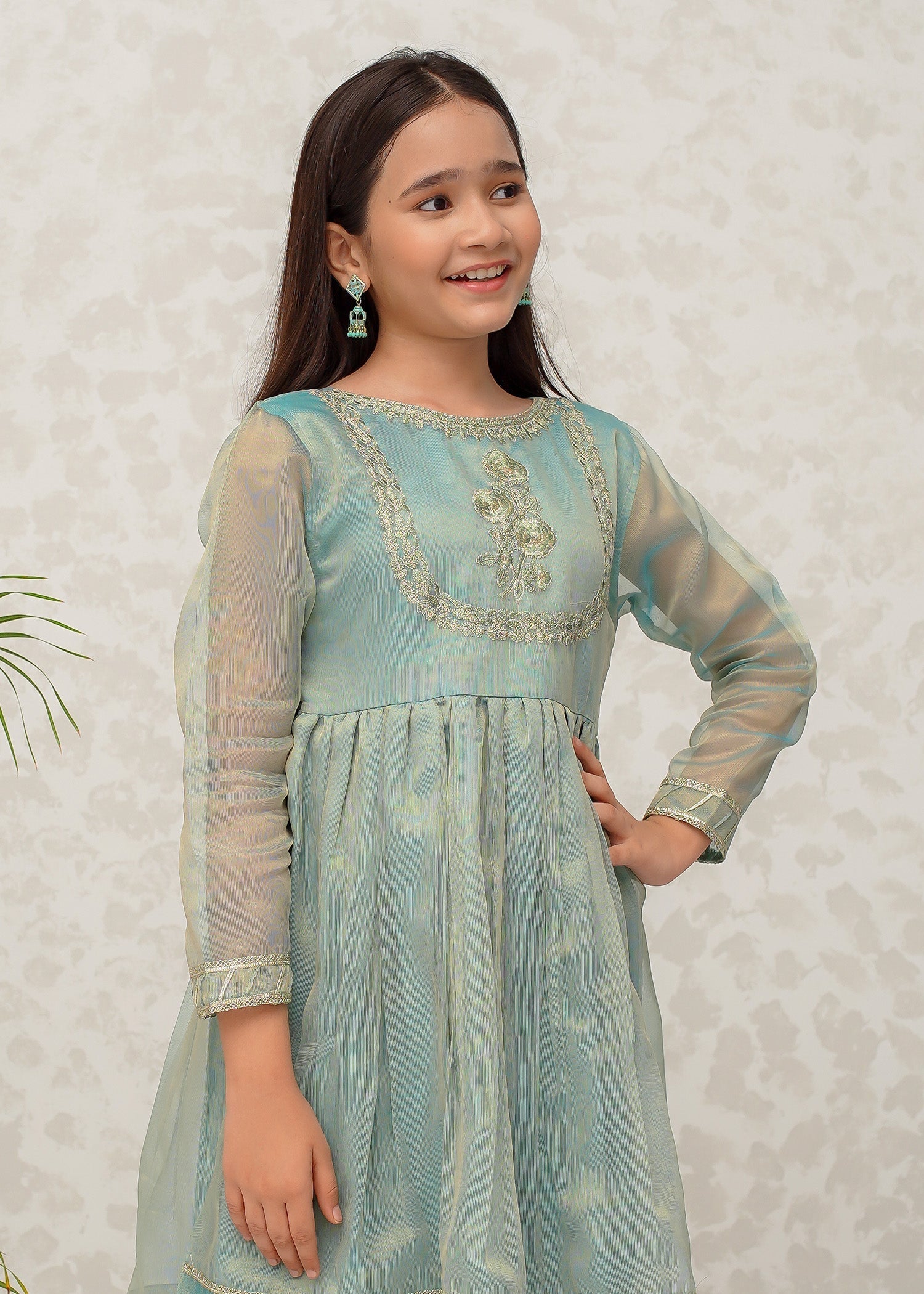 Eid Ki Khushiyan By Modest Stitched 3 Piece Cotton Frock Collection'2025-9025-Grn