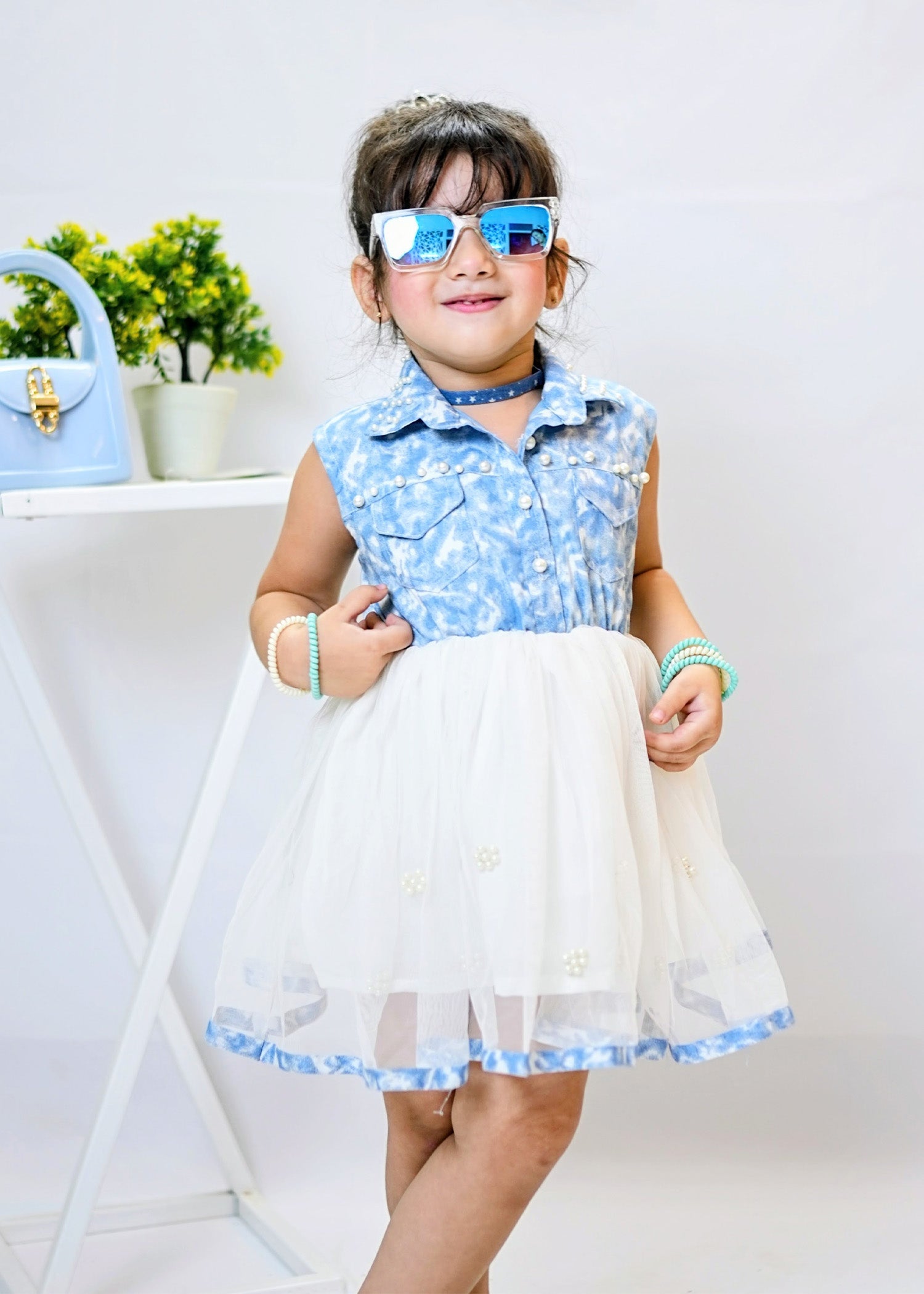 Fairy Bloom by Modest Stitched kids Formals Collection'2025-Denim Pearl