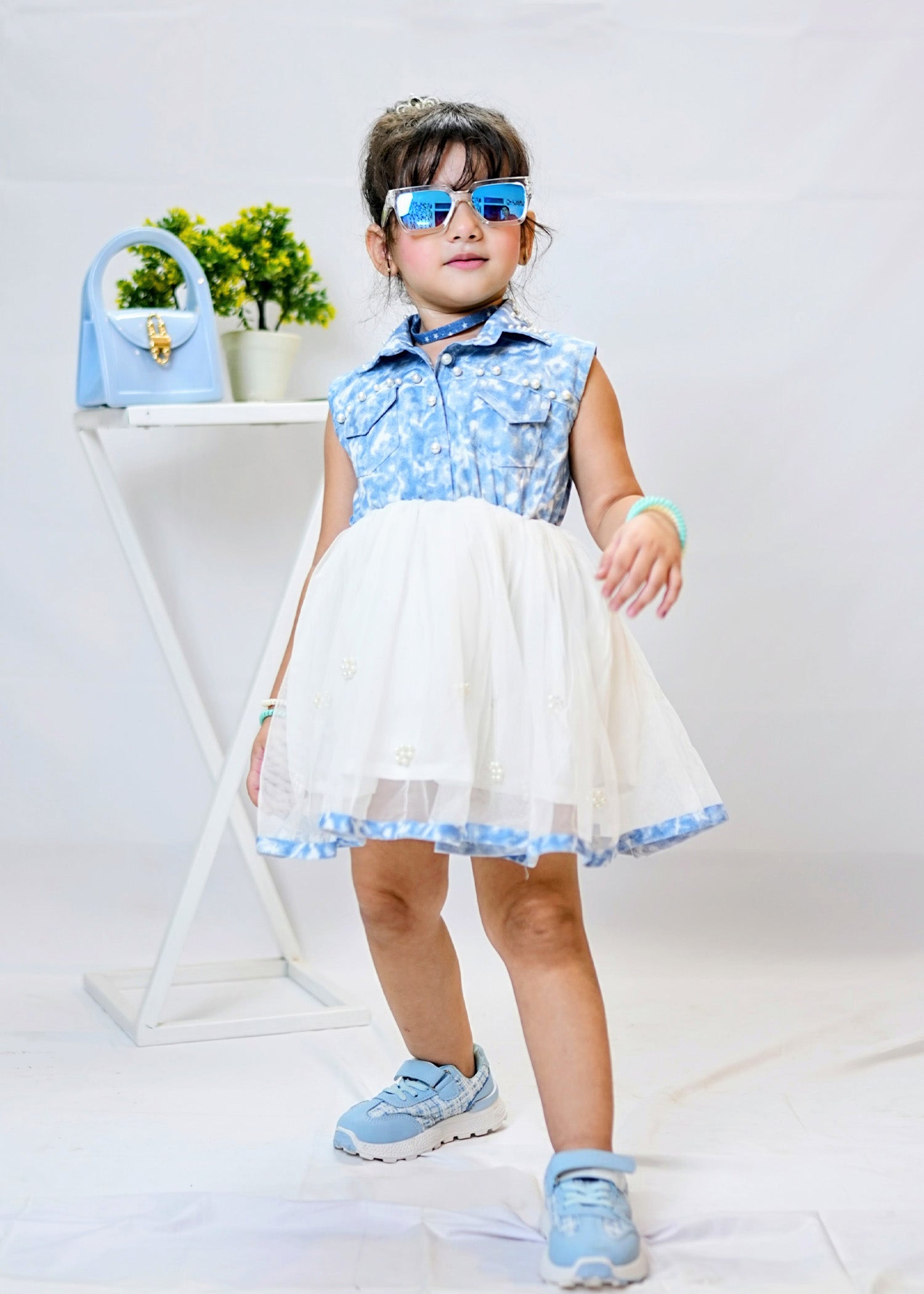 Fairy Bloom by Modest Stitched kids Formals Collection'2025-Denim Pearl