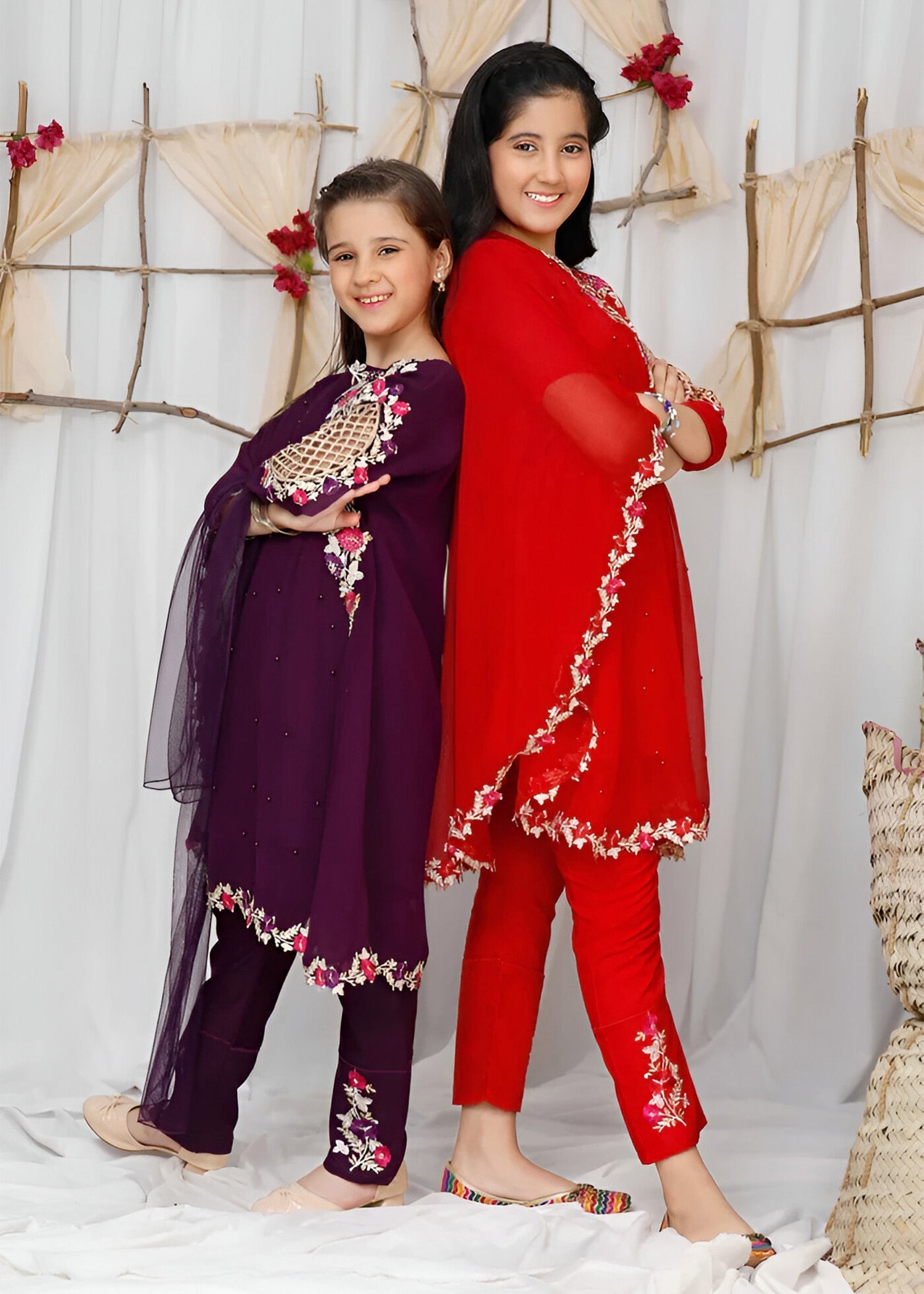 Modest Stitched 3 Piece Formals Kids Collection'2025-Pearl Cape Shirt - Purple