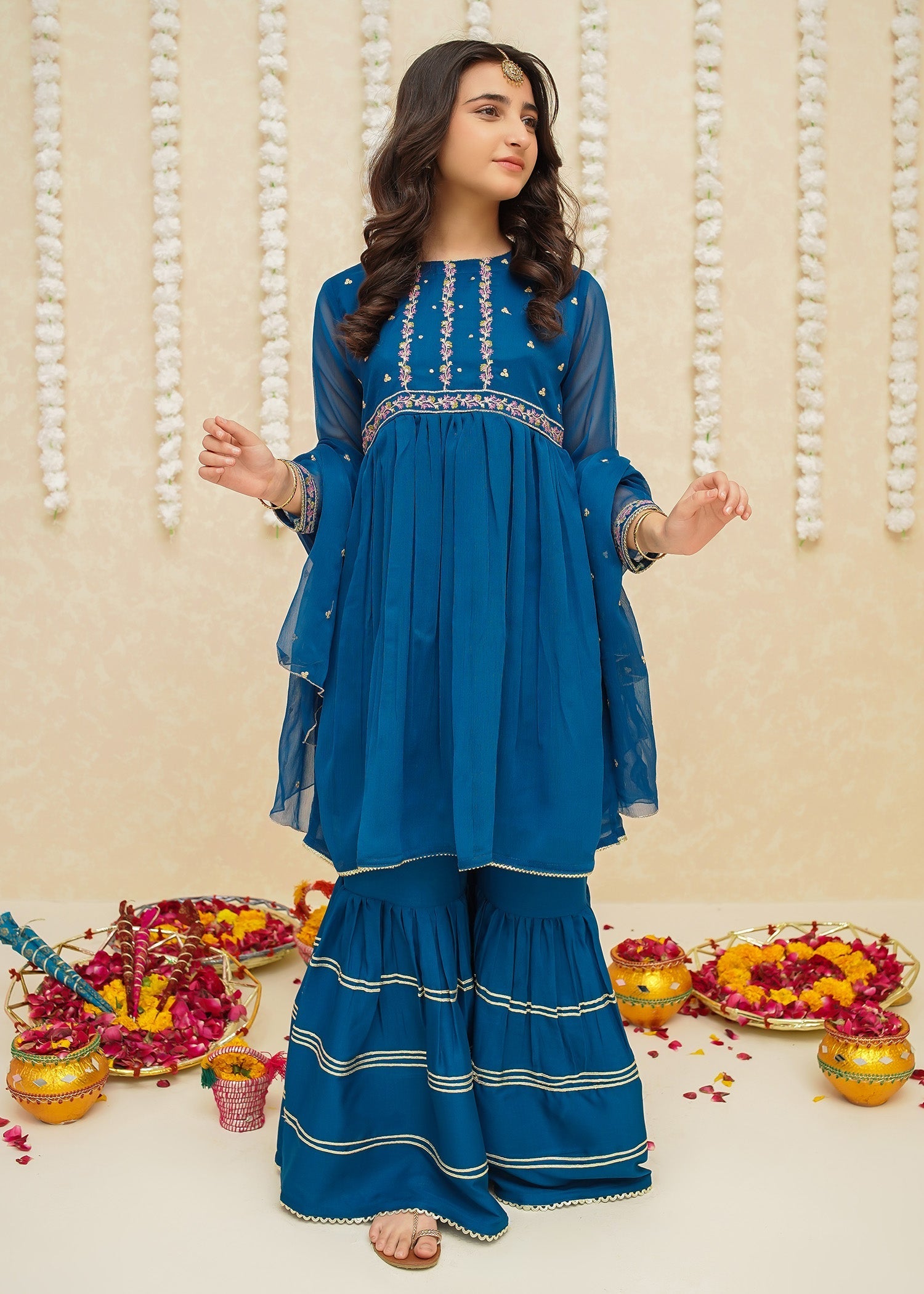 Gulzar By Modest Stitched 3 Piece Formals Collection'2025-9245-Blue