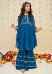Gulzar By Modest Stitched 3 Piece Formals Collection'2025-9245-Blue
