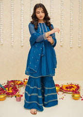 Gulzar By Modest Stitched 3 Piece Formals Collection'2025-9245-Blue