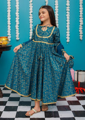 Eid Ki Khushiyan By Modest Stitched 3 Piece Cotton Frock Collection'2025-9230-Blu