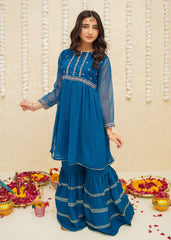 Gulzar By Modest Stitched 3 Piece Formals Collection'2025-9245-Blue