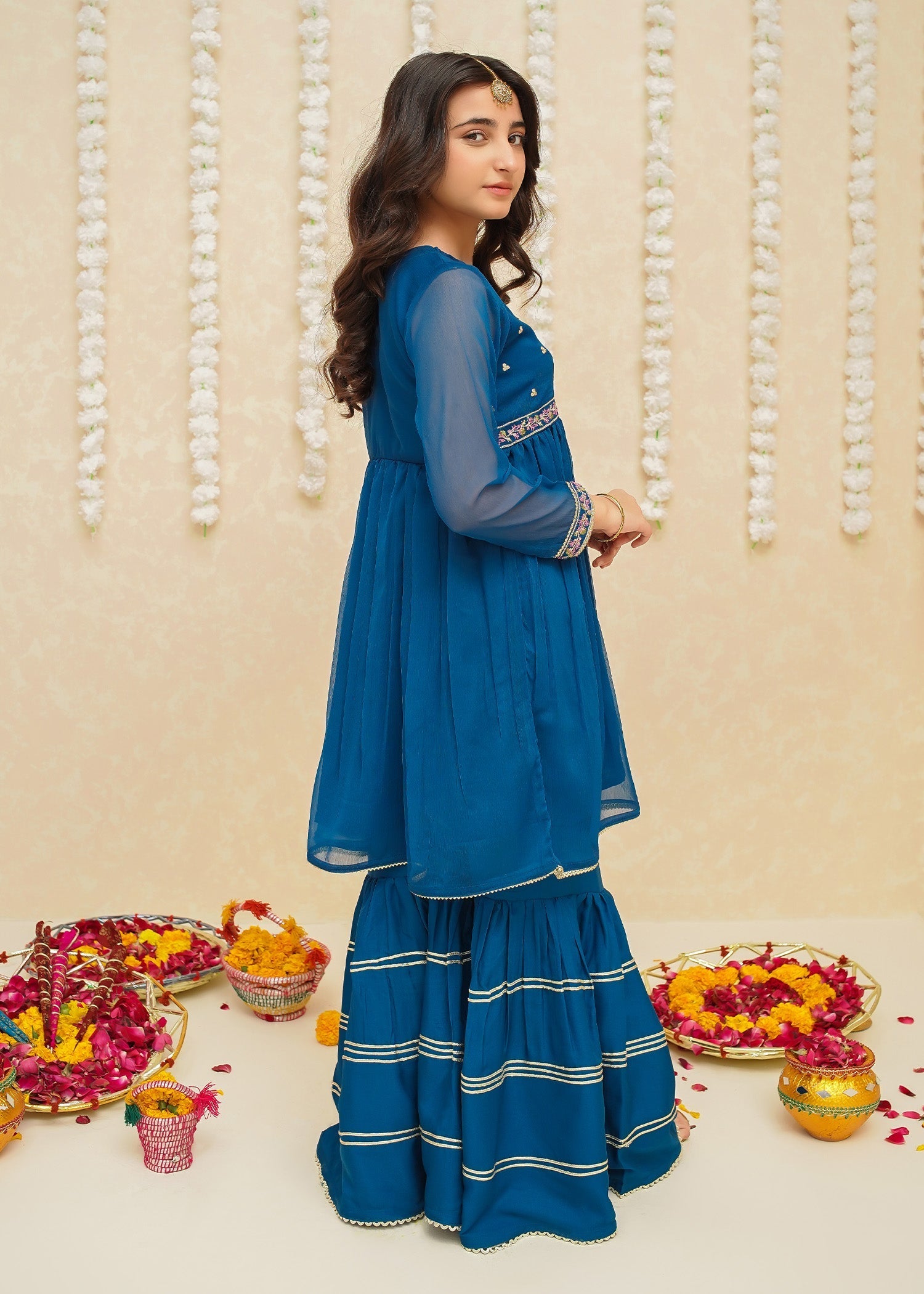 Gulzar By Modest Stitched 3 Piece Formals Collection'2025-9245-Blue