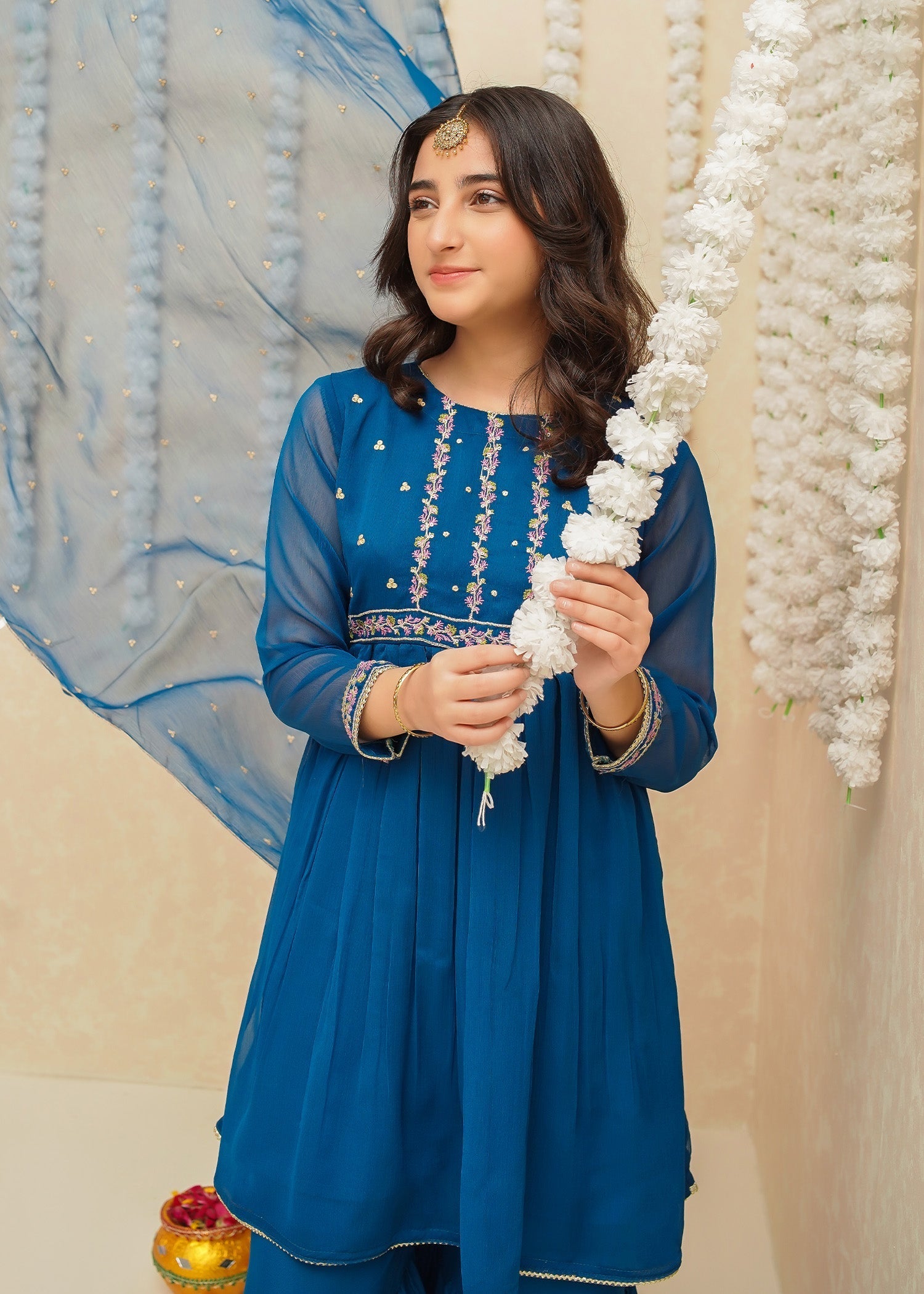 Gulzar By Modest Stitched 3 Piece Formals Collection'2025-9245-Blue
