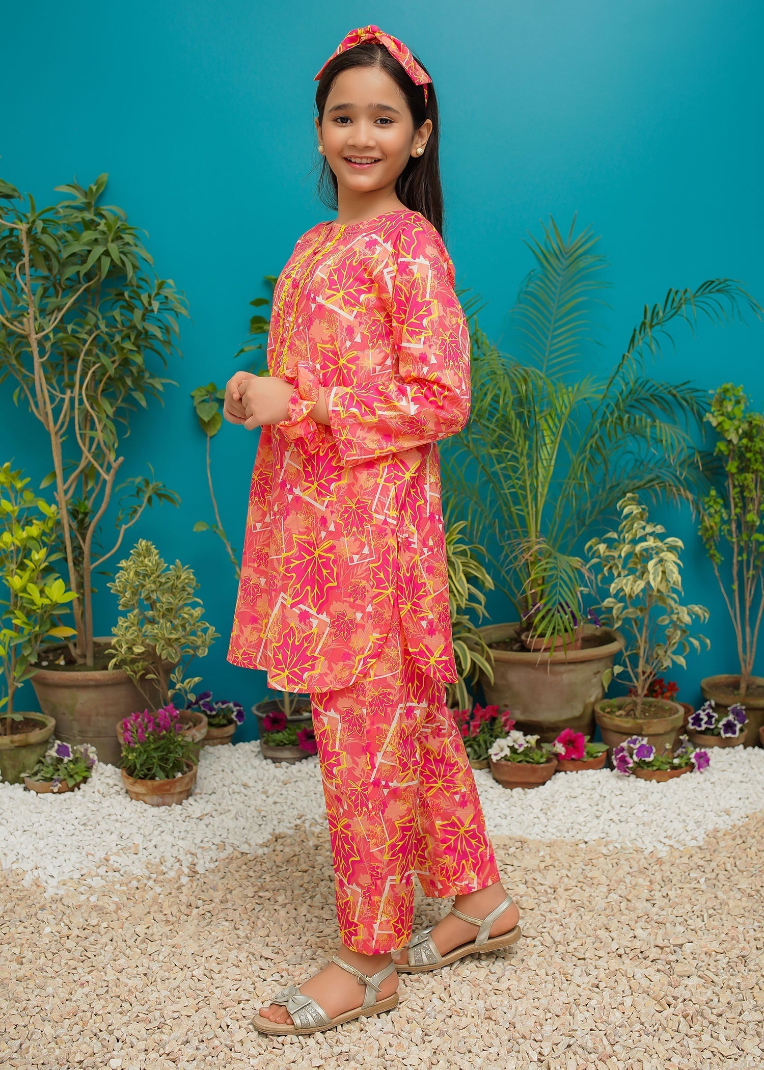Modest Stitched 2 Piece Spring Summer Collection-Flamingo Bloom