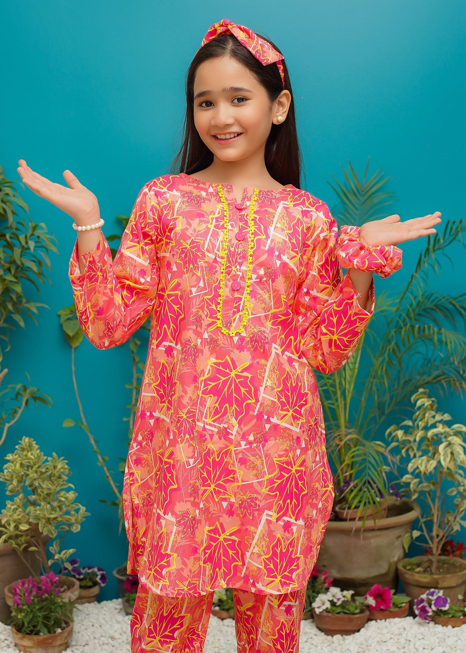 Modest Stitched 2 Piece Spring Summer Collection-Flamingo Bloom