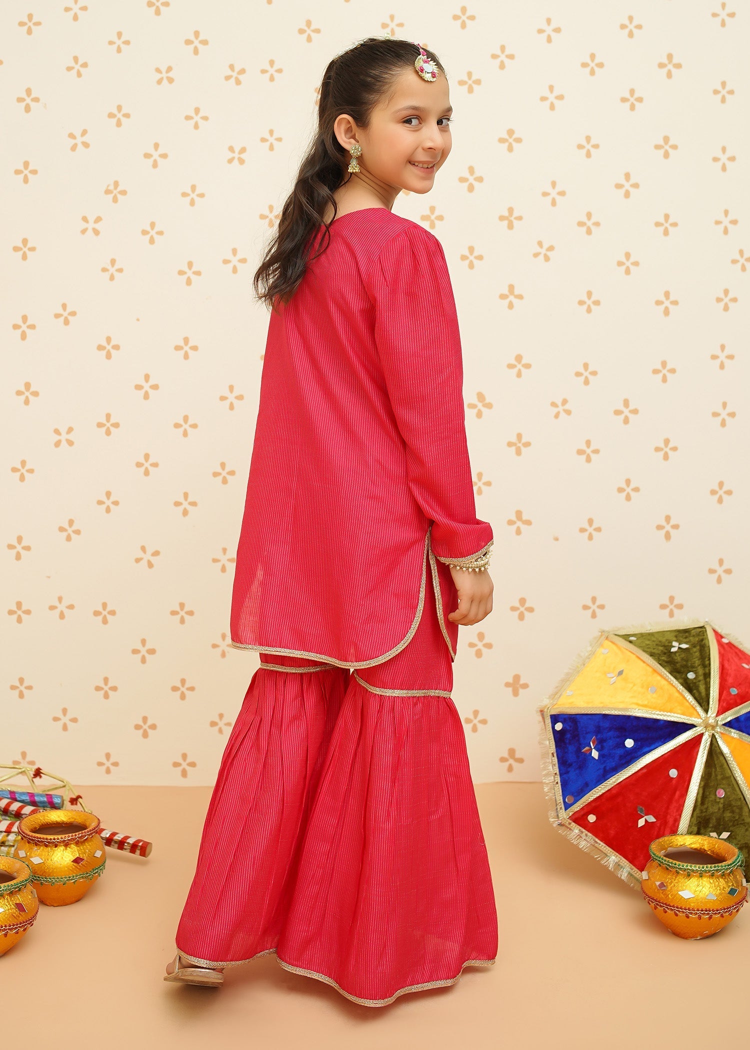 Meethi Eid By Modest Stitched 3 Piece Formals Collection-Festive Pink Gharara Set | 9120