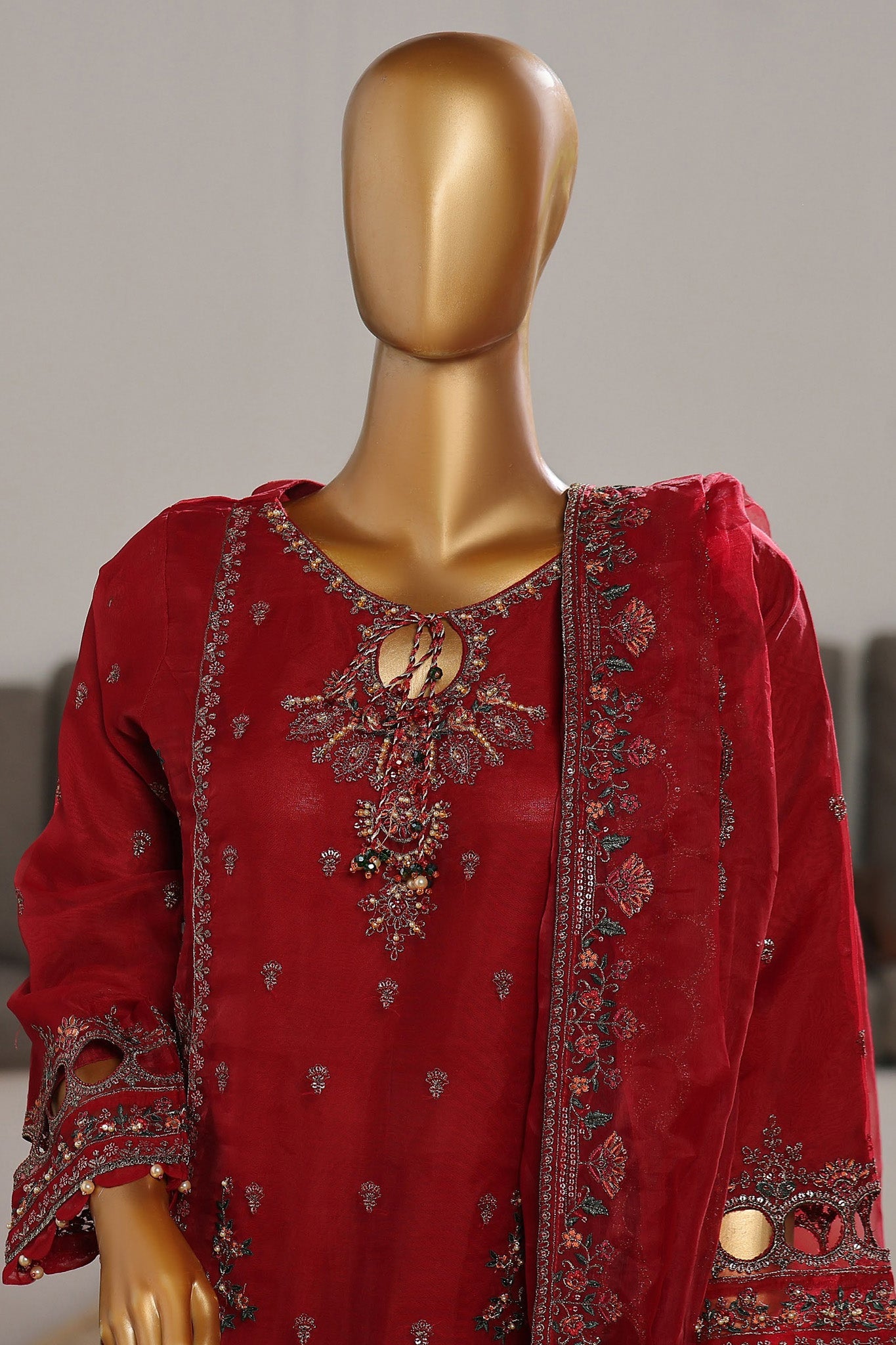Mahpara By Sada Bahar Stitched 3 Piece Festive Formals Vol-09 Collection'2024-B-22-Maroon