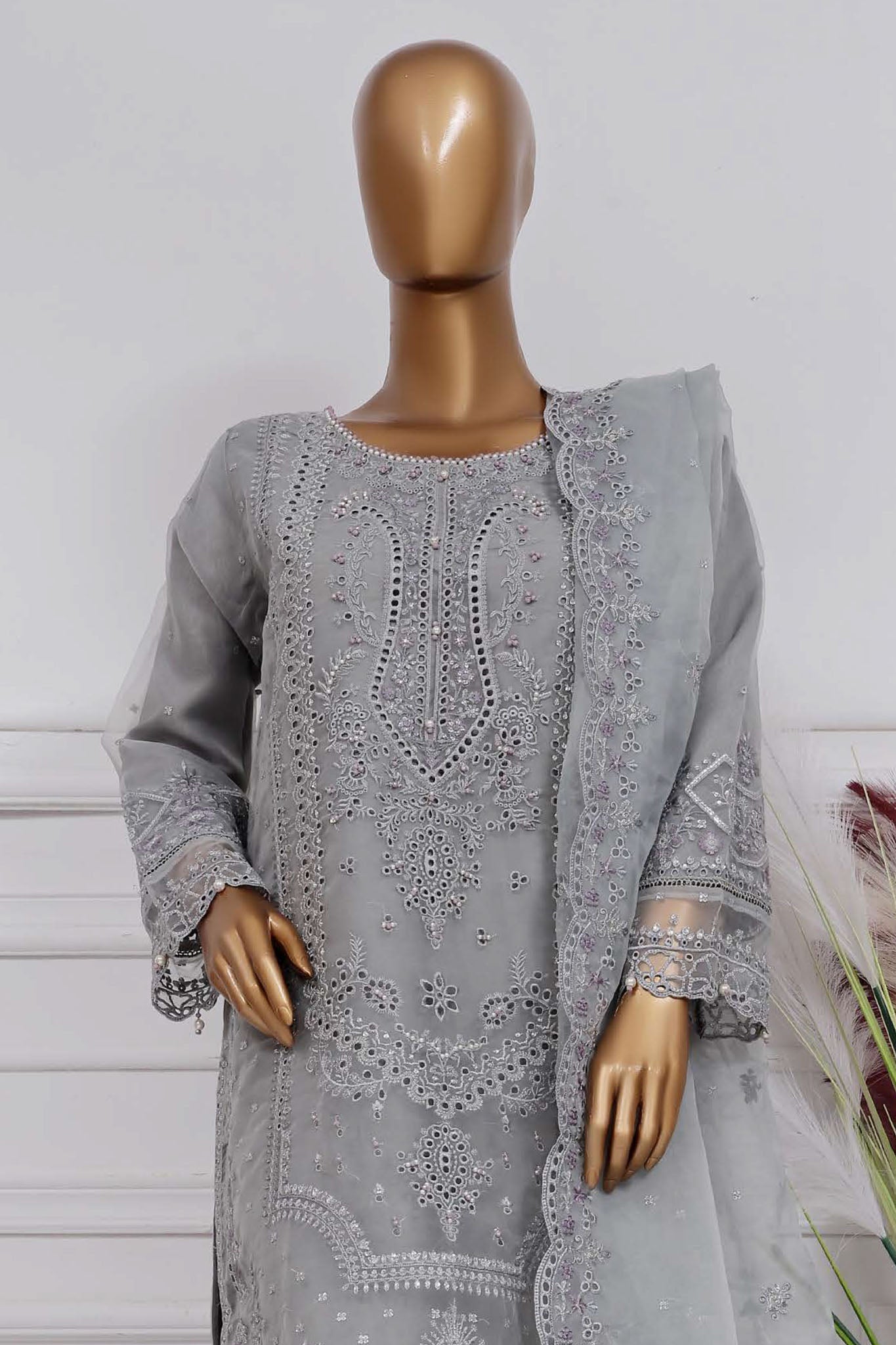 Mahpara by Sada Bahar Stitched 3 Piece Festive Formals Vol-15 Collection-B-29-Grey