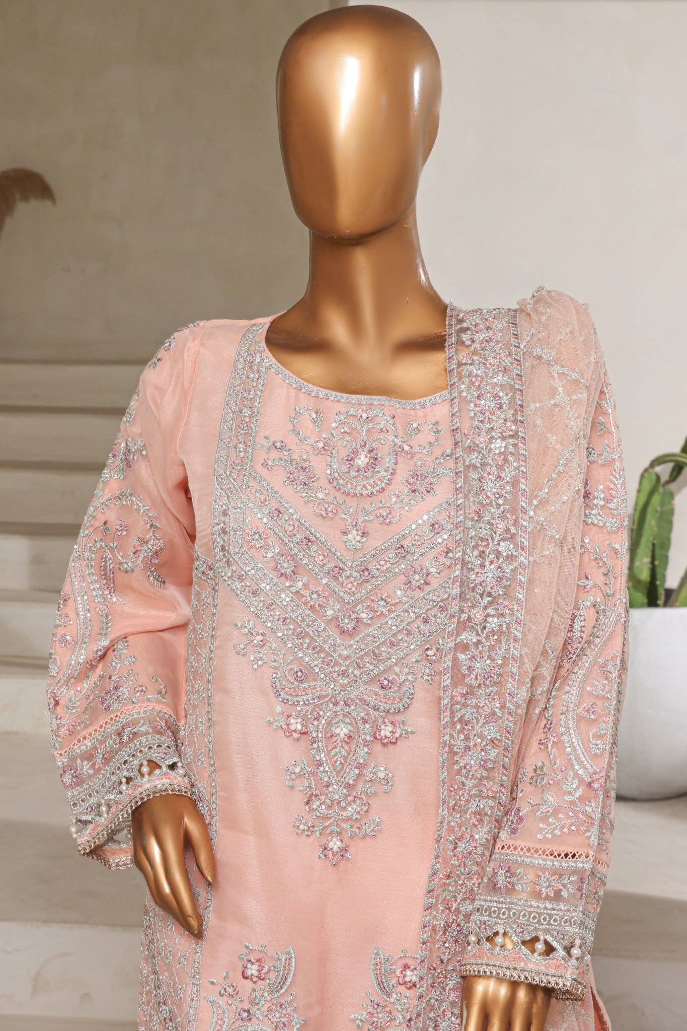 Mahpara by Sada Bahar Stitched 3 Piece Festive Formals Vol-16 Collection'2025-B-30-Peach