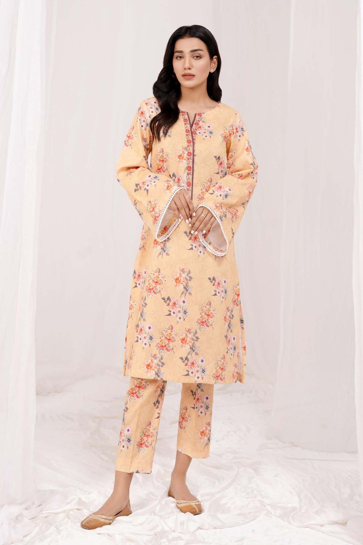 Blumm by Esra Stitched 2 Piece Printed Cambric Collection'2022-BES-06-Fawn