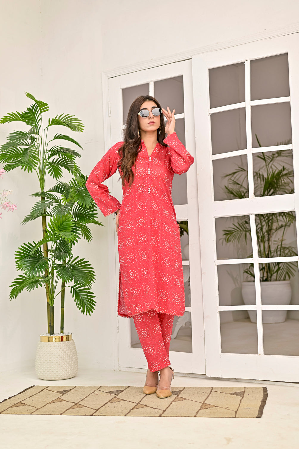 Silcot Stitched Summer Collection'2025-The Coral Sprig Kurta Set