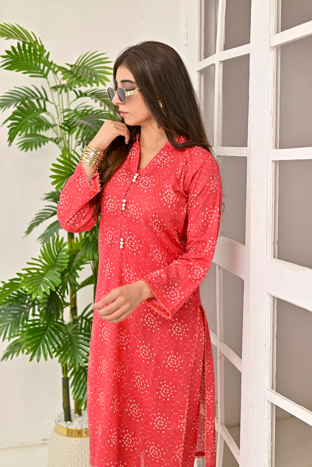 Silcot Stitched Summer Collection'2025-The Coral Sprig Kurta Set