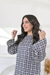 Silcot Stitched Summer Collection'2025-Indigo Mosaic Co-ord Set