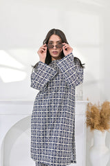 Silcot Stitched Summer Collection'2025-Indigo Mosaic Co-ord Set