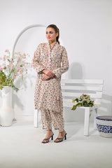 Silcot Stitched Summer Collection'2025-Soft Beige Garden Kurta Set