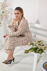 Silcot Stitched Summer Collection'2025-Soft Beige Garden Kurta Set