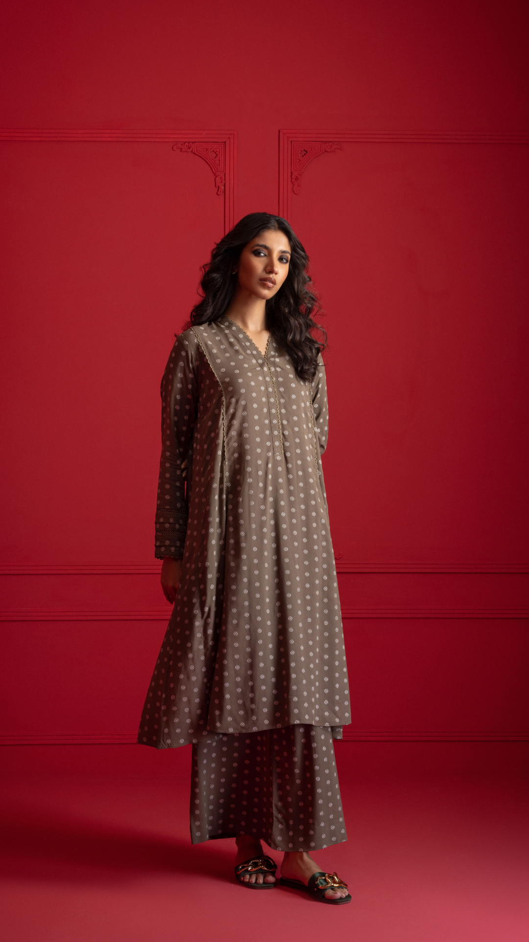 Eternal Classics By Najia Zia Stitched 2 Piece Winter Collection'2025-Basil