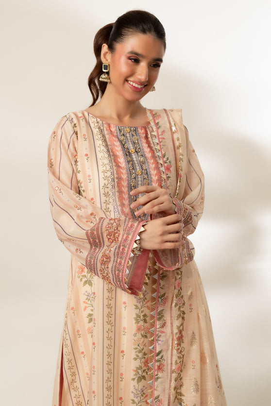 Lux Edit By Zaaviay Stitched Beige Bliss (Shirt & Duppatta)