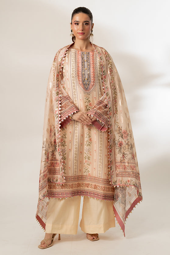 Lux Edit By Zaaviay Stitched Beige Bliss (Shirt & Duppatta)