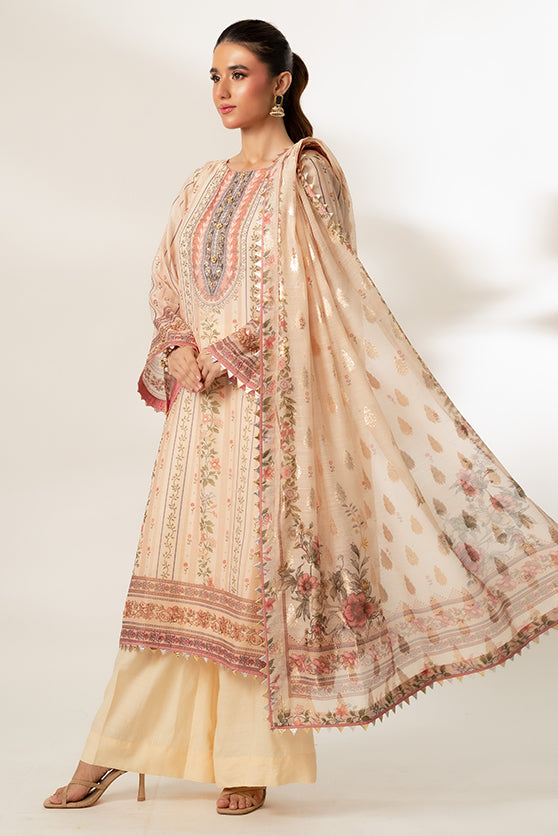 Lux Edit By Zaaviay Stitched Beige Bliss (Shirt & Duppatta)