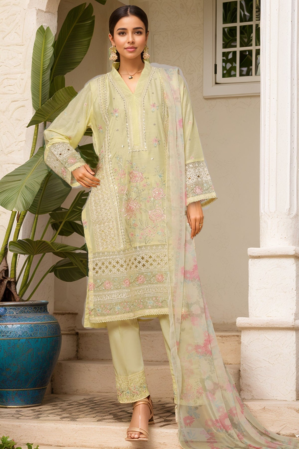 Bin Saeed Stitched 3 Piece Luxury Collection'2025-OWCS-2304-Yellow