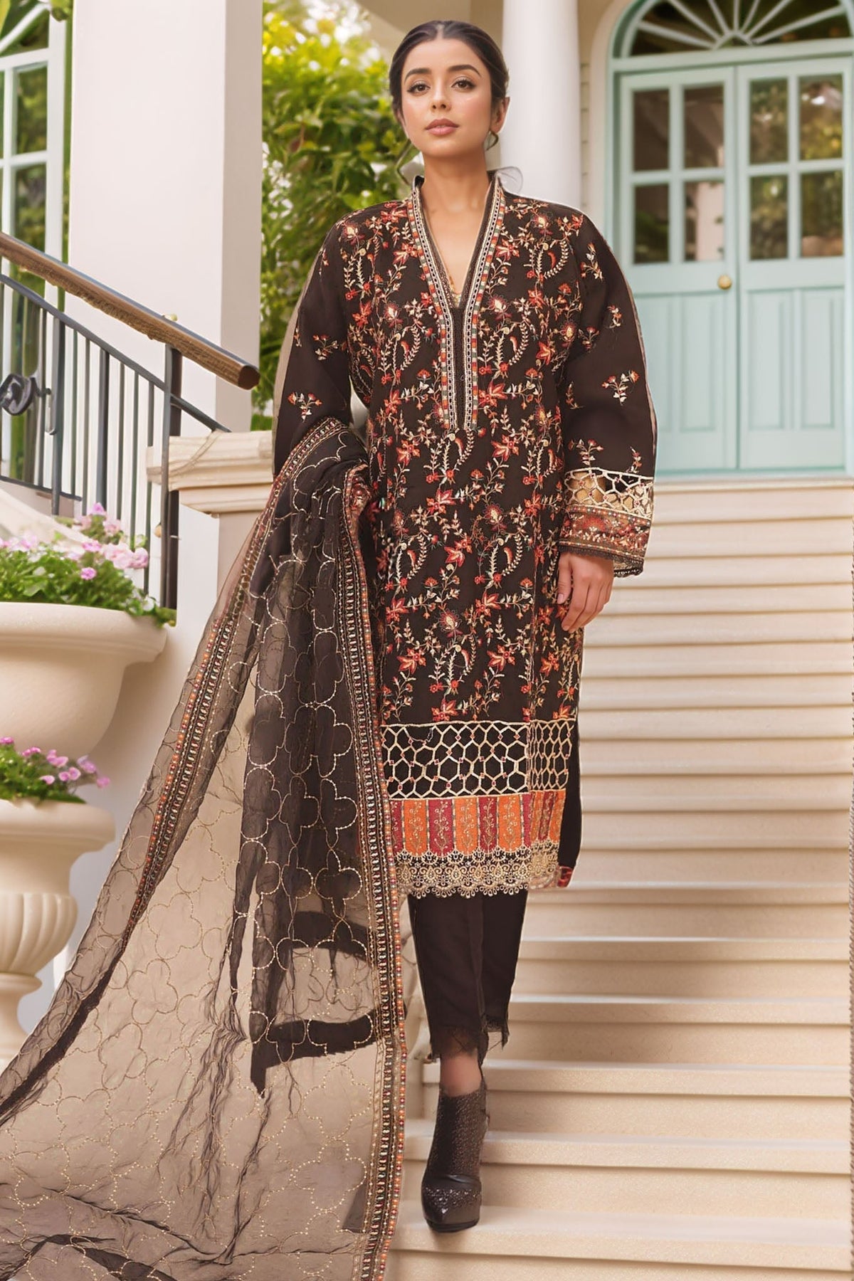 Bin Saeed Stitched 3 Piece Emb Fancy Festive Ramadan Collection'2024-BIL-429-Black