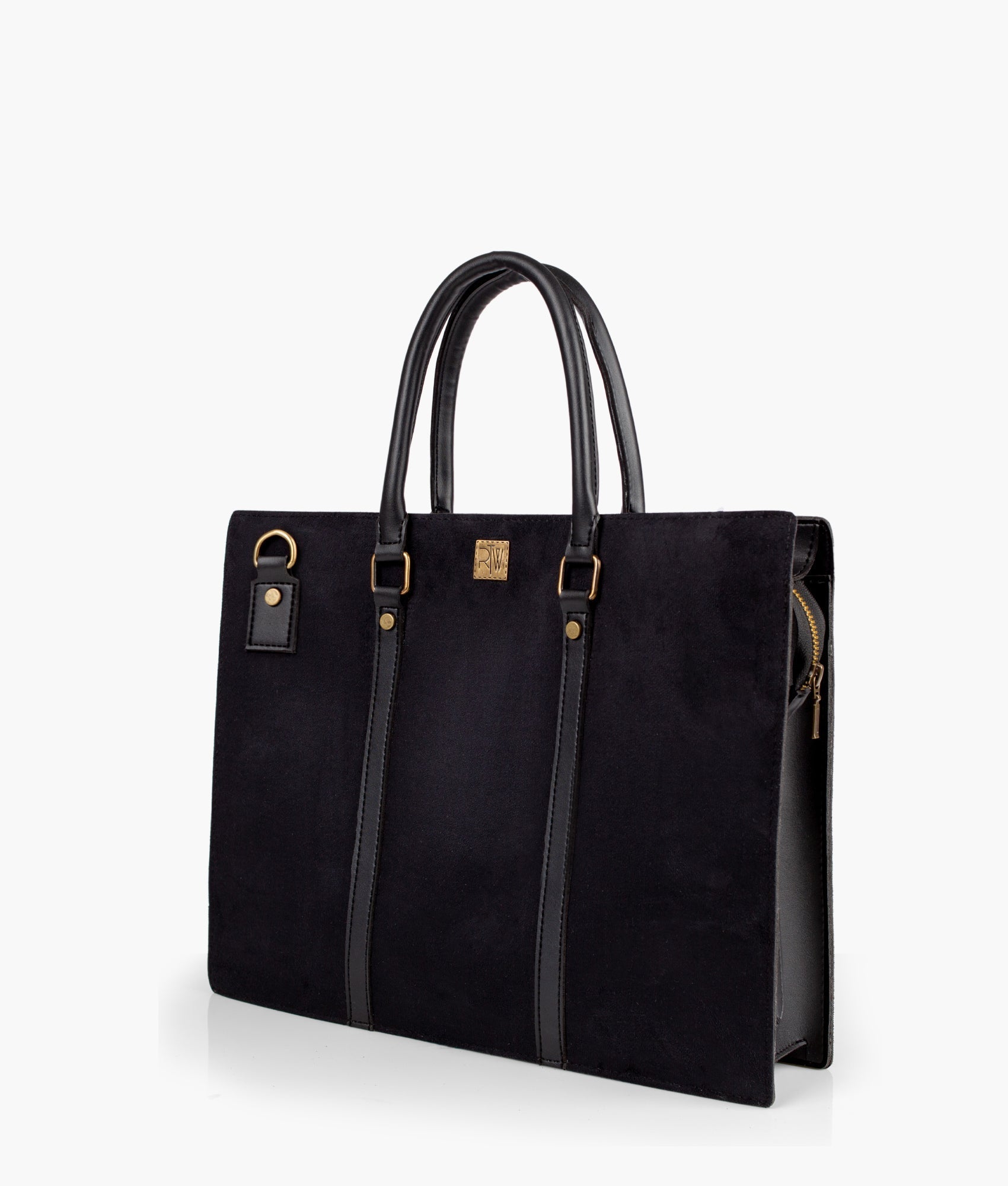 RTW Creation - Black suede laptop bag