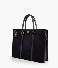 RTW Creation - Black suede laptop bag