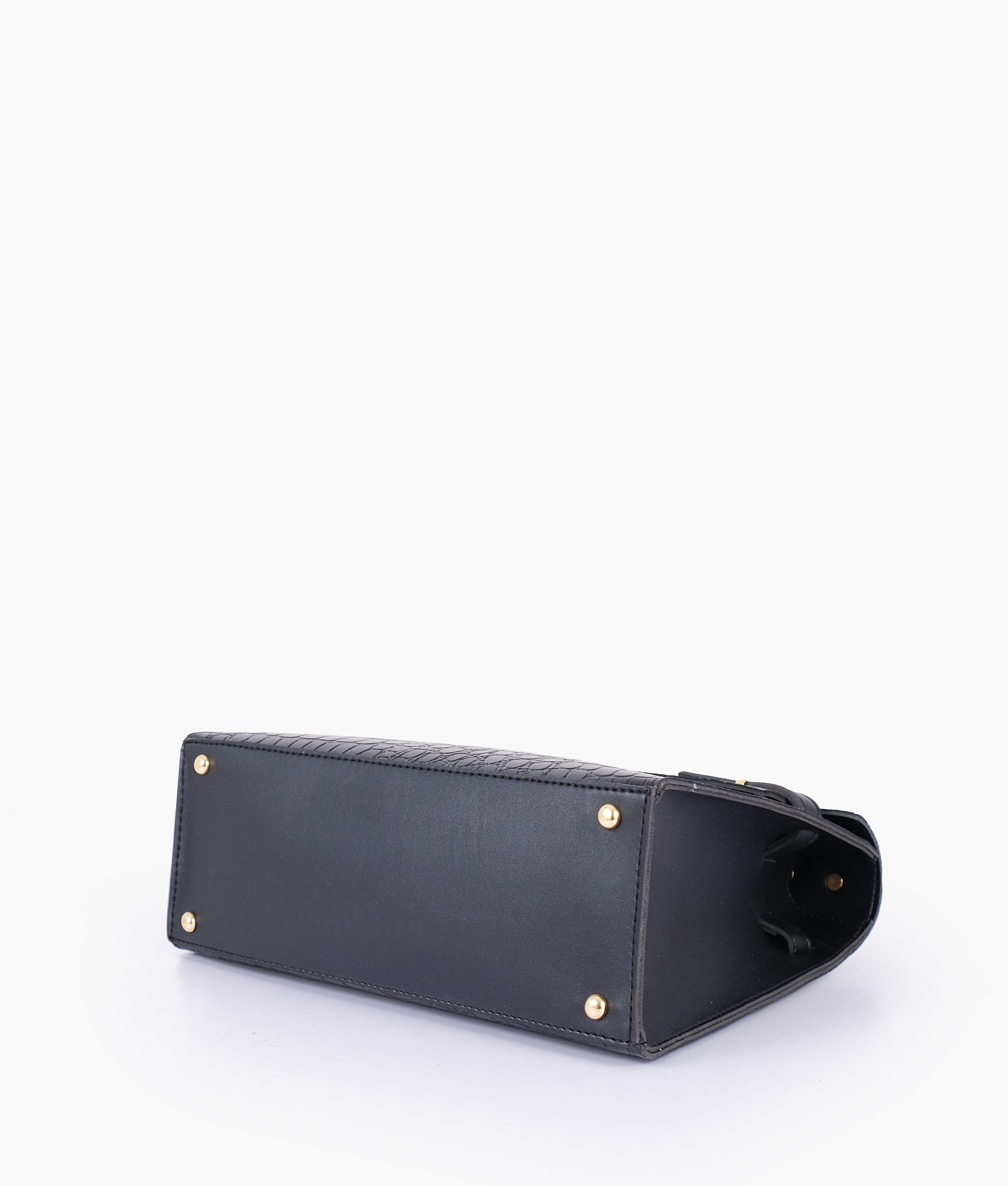 RTW Creation - Black crocodile cross-body bag with top-handle