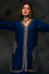 Lux Edit By Zaaviay Stitched Blue Majesty (Two Piece)