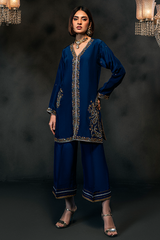 Lux Edit By Zaaviay Stitched Blue Majesty (Two Piece)
