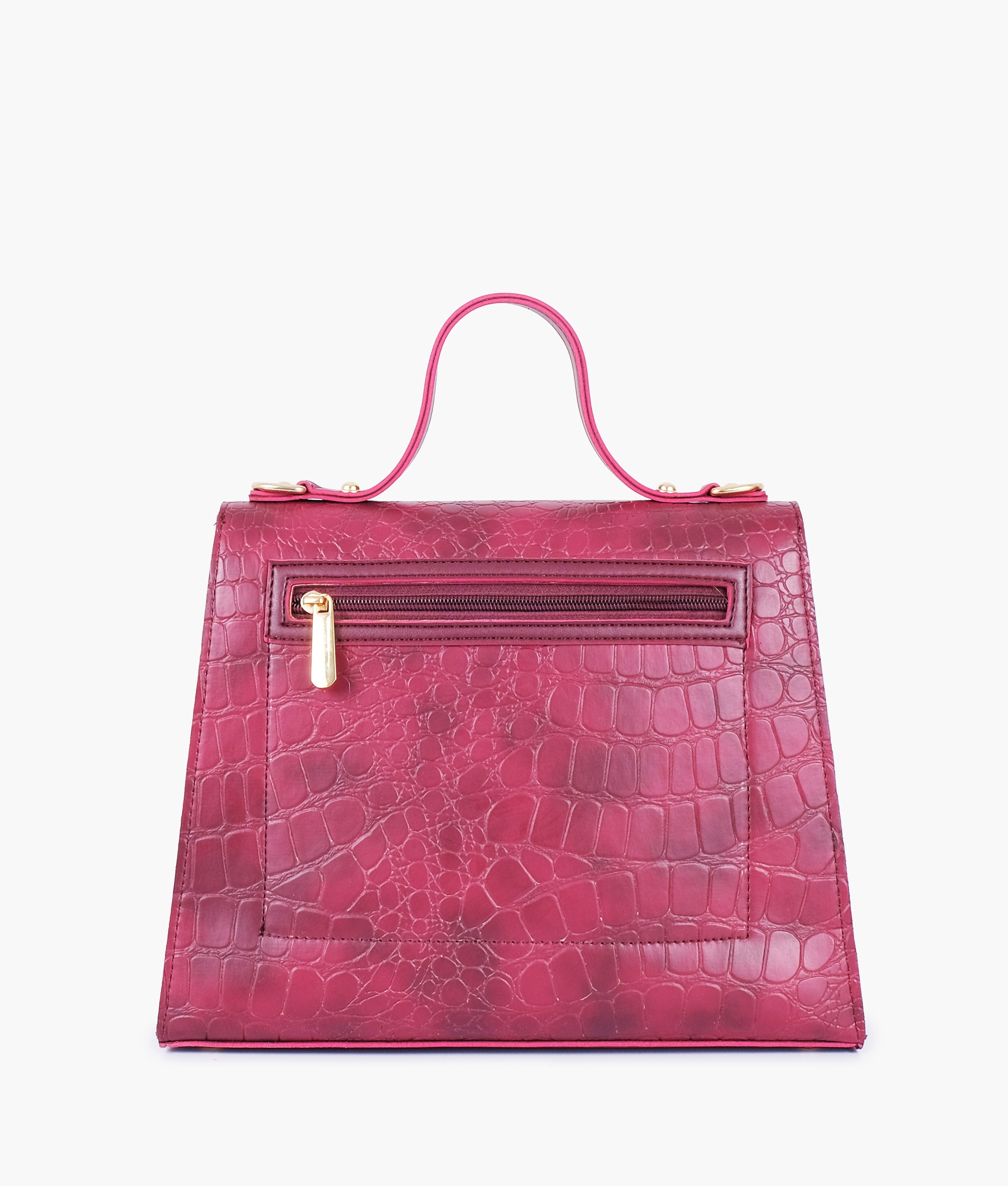 RTW Creation - Burgundy crocodile cross-body bag with top-handle
