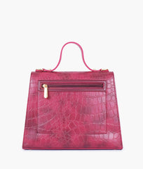 RTW Creation - Burgundy crocodile cross-body bag with top-handle