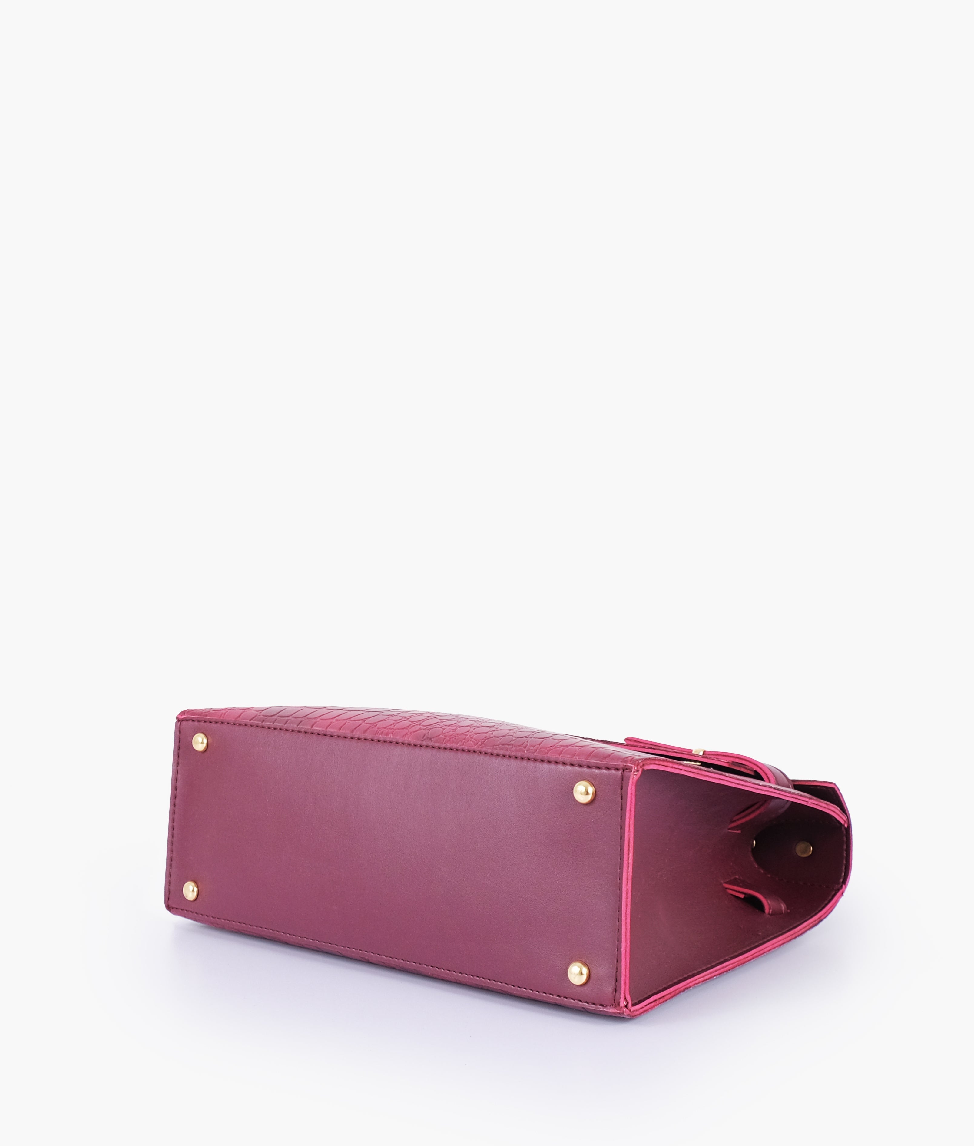 RTW Creation - Burgundy crocodile cross-body bag with top-handle