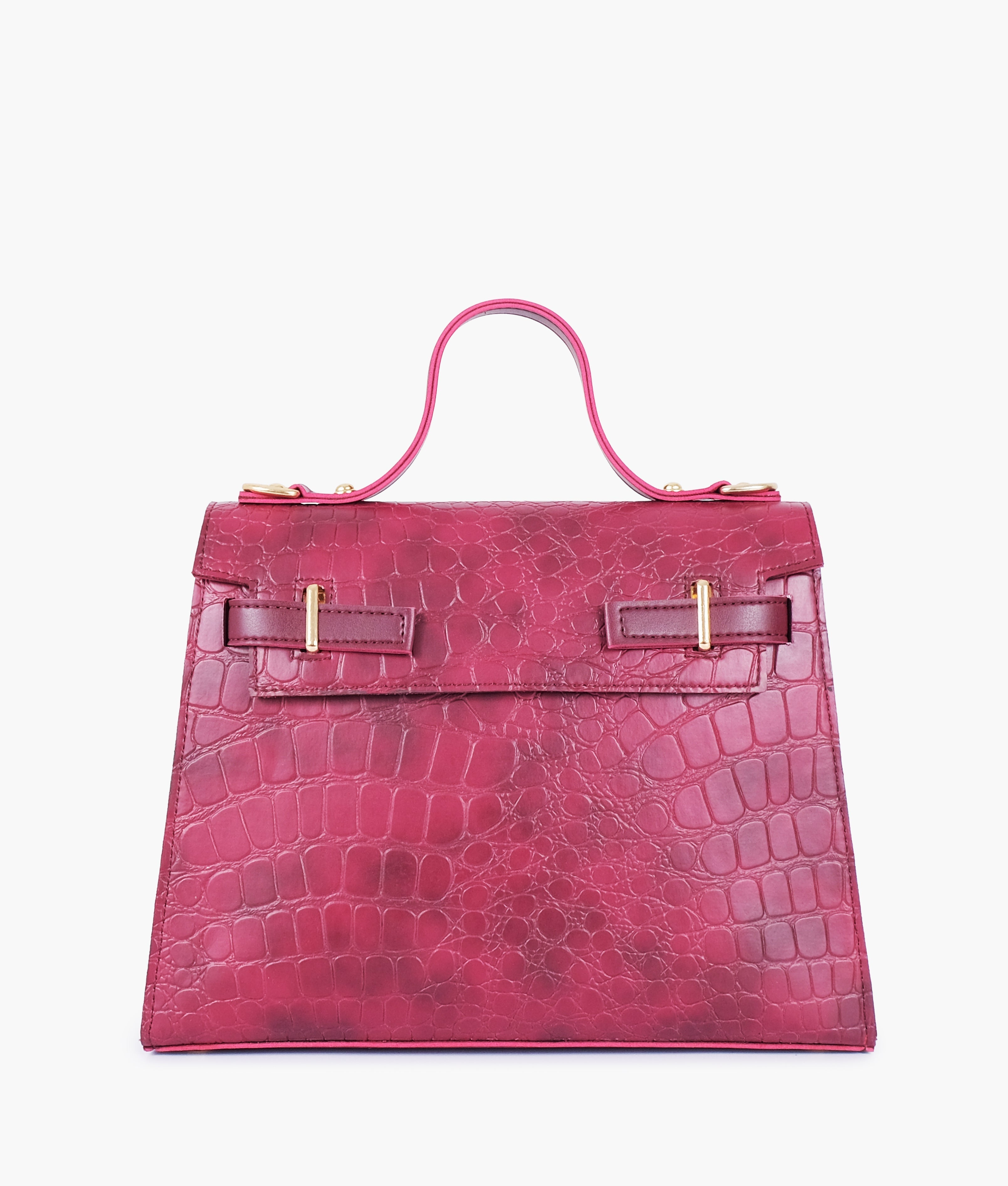 RTW Creation - Burgundy crocodile cross-body bag with top-handle
