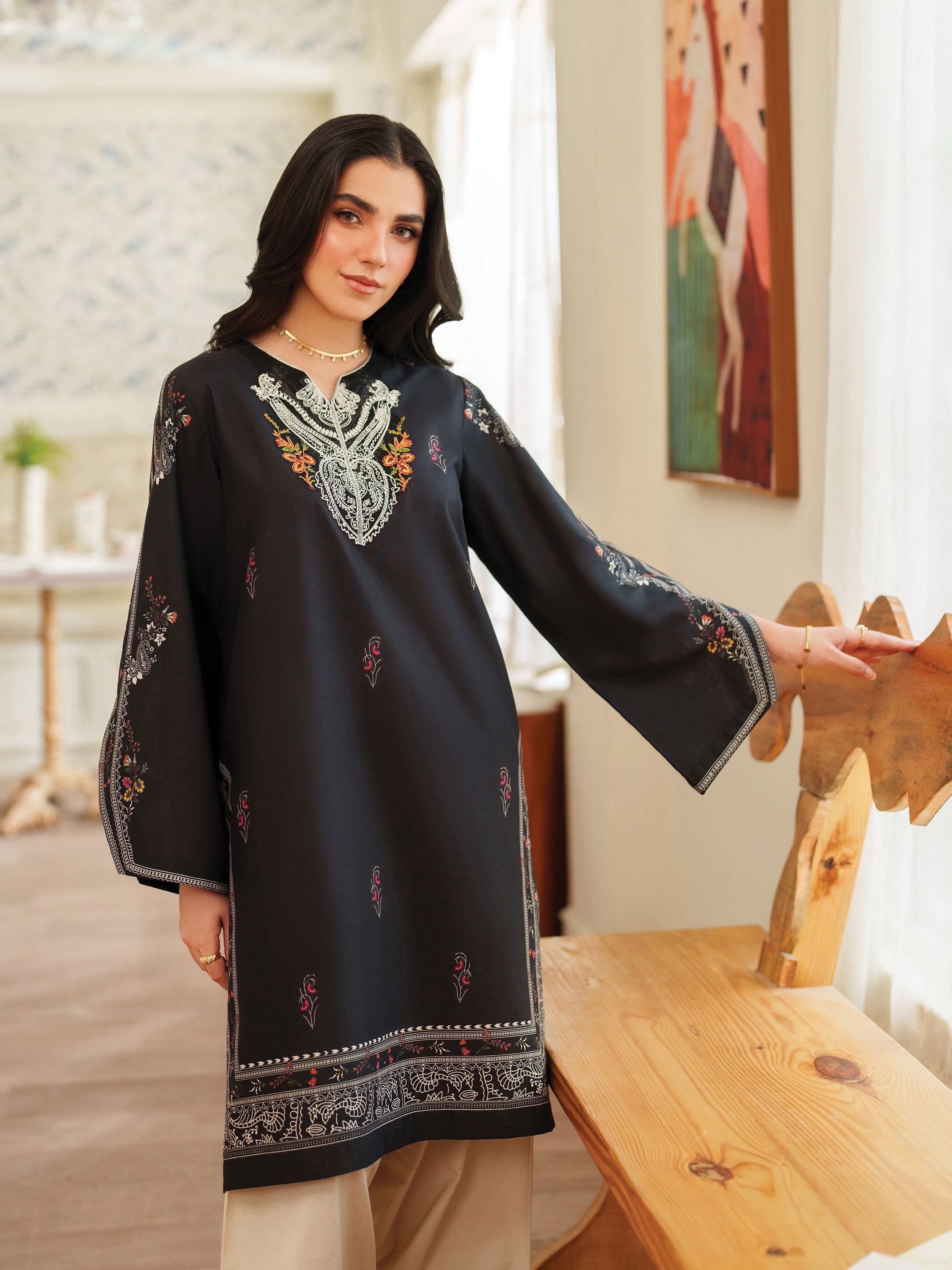 The Bloom Edit by Garnet Stitched 2 Piece Summer Collection'2025-Charcol Noir