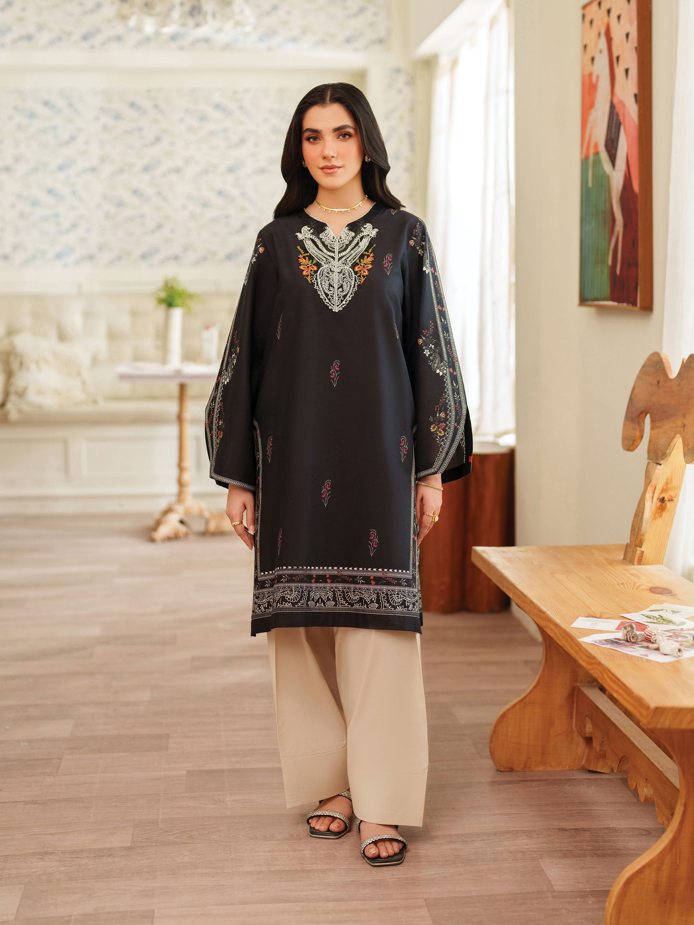 The Bloom Edit by Garnet Stitched 2 Piece Summer Collection'2025-Charcol Noir