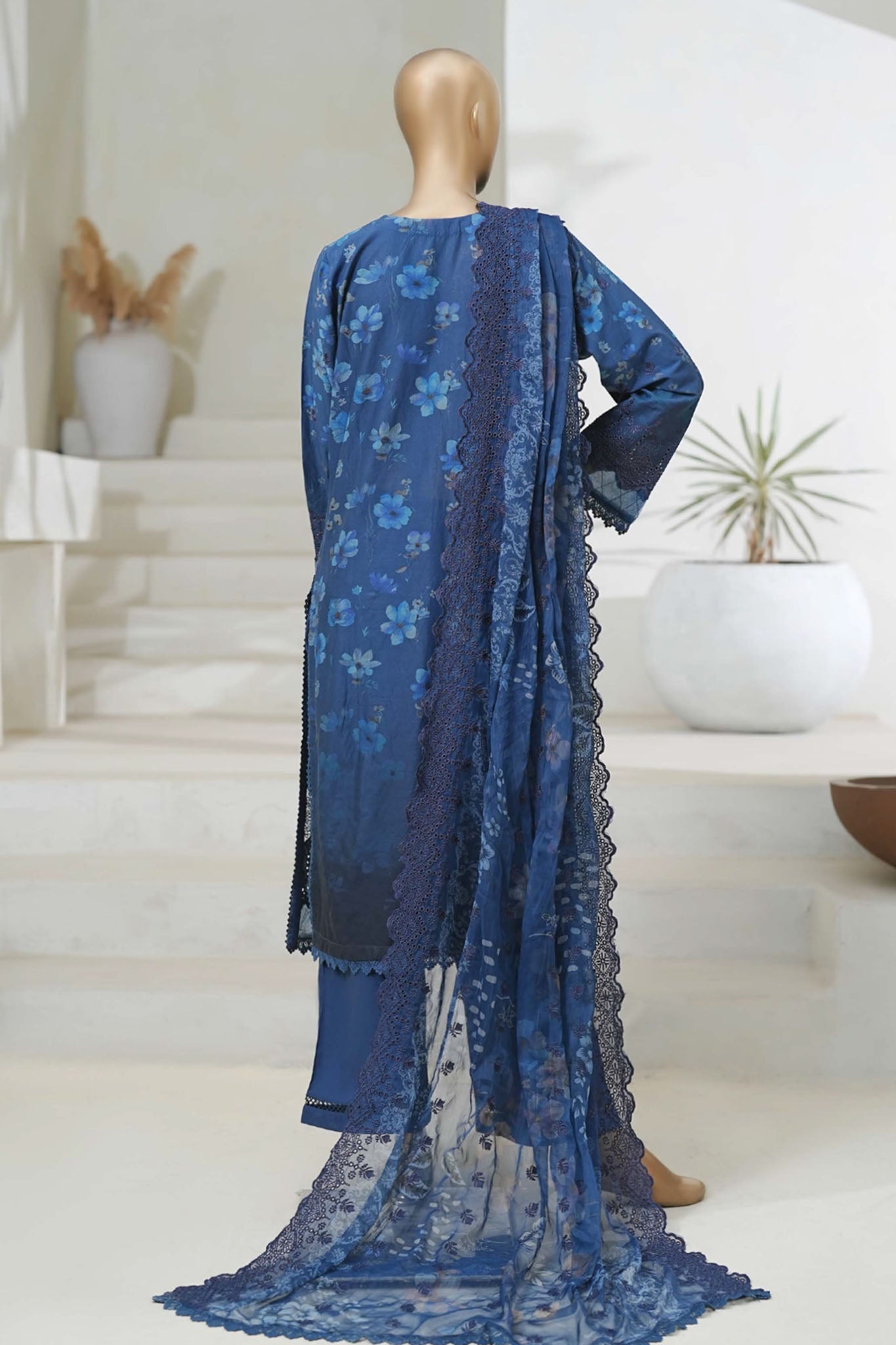 Sada Bahar Stitched 3 Piece Cutwork Chikankari Collection'2025-CKP-02-Navy Blue