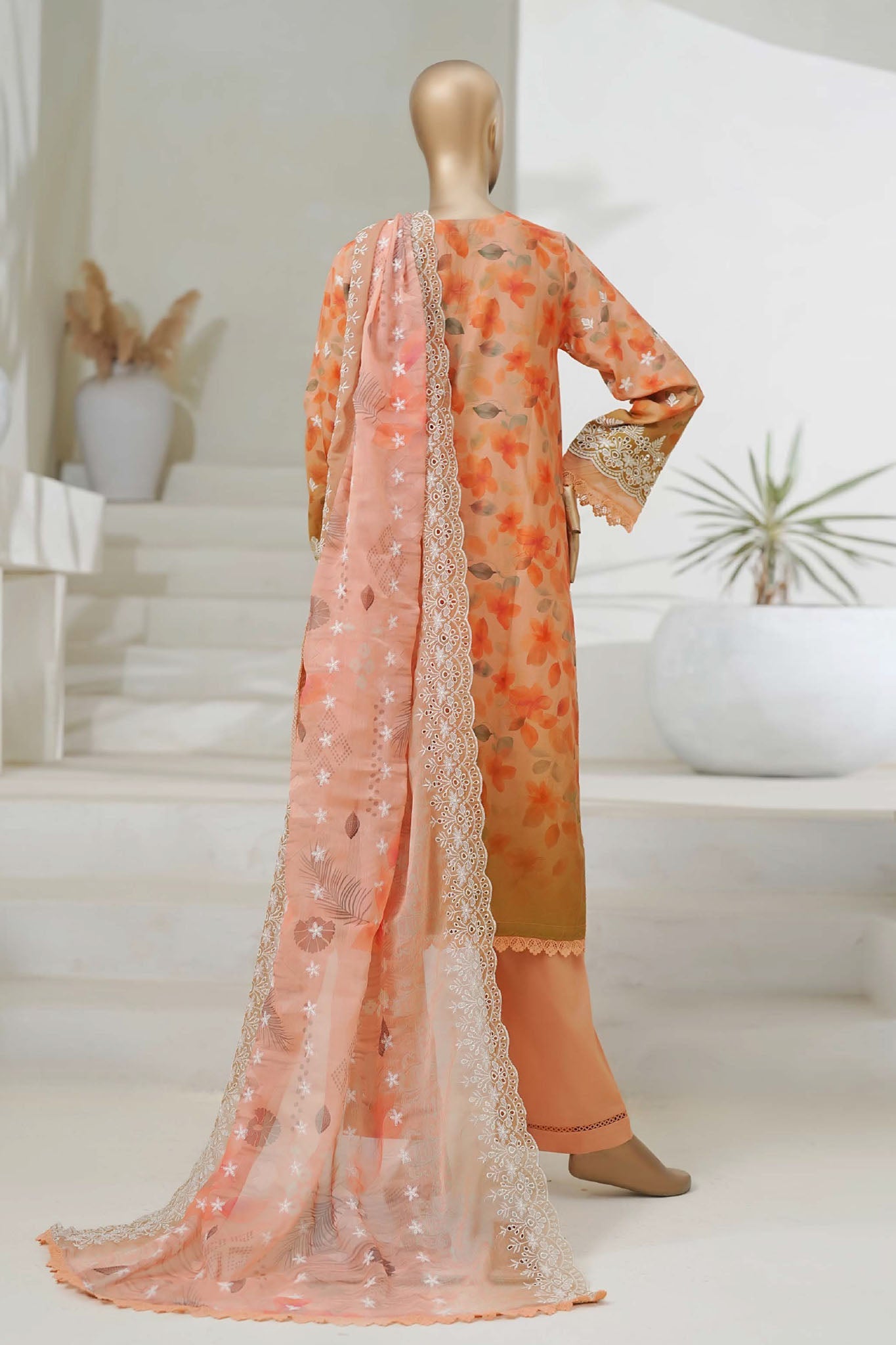 Sada Bahar Stitched 3 Piece Cutwork Chikankari Collection'2025-CKP-02-Rust